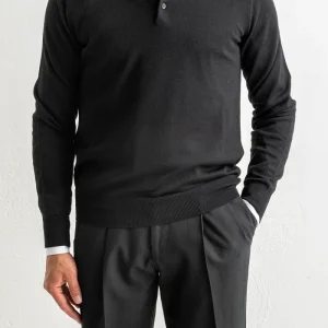Merino Wool Polo Neck Black