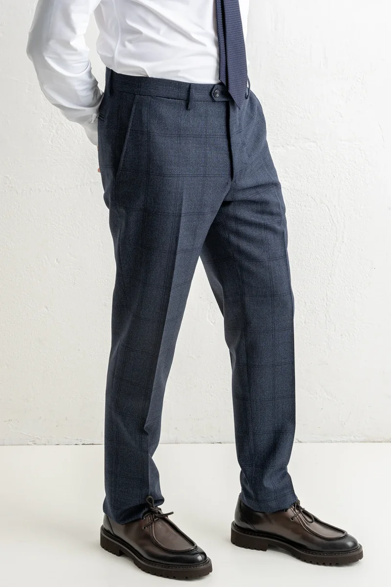 Luxury Wool Checked Suit Blue - Bild 8