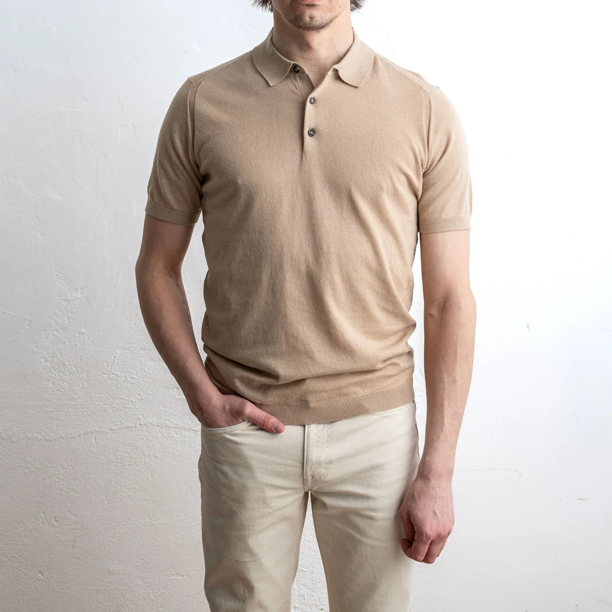 Polo Cotton Short Sleeve Beige