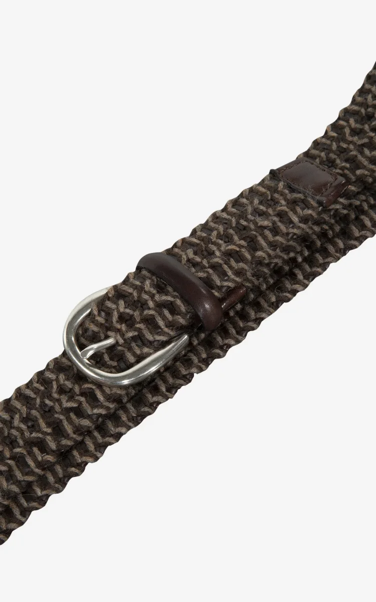 TOLOSA BRAIDED WOOL AND LEATHER BELT BROWN/BEIGE - Bild 5