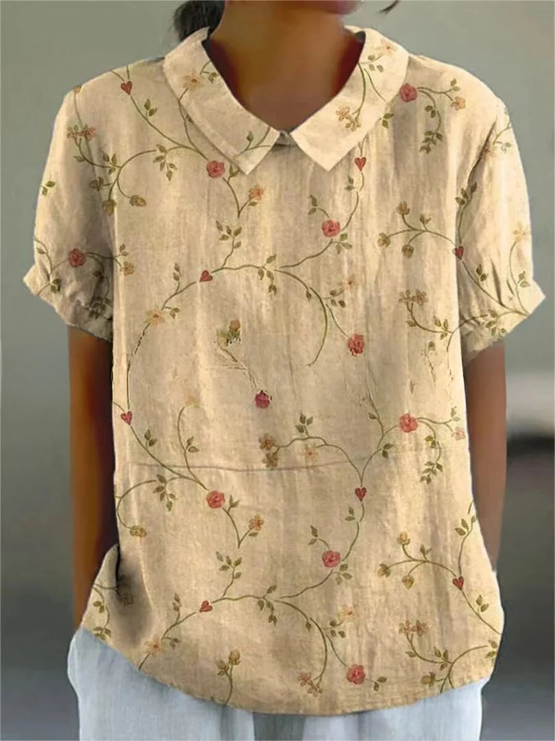 Damblus med vintage-motiv och blommigt tryck - Bild 9