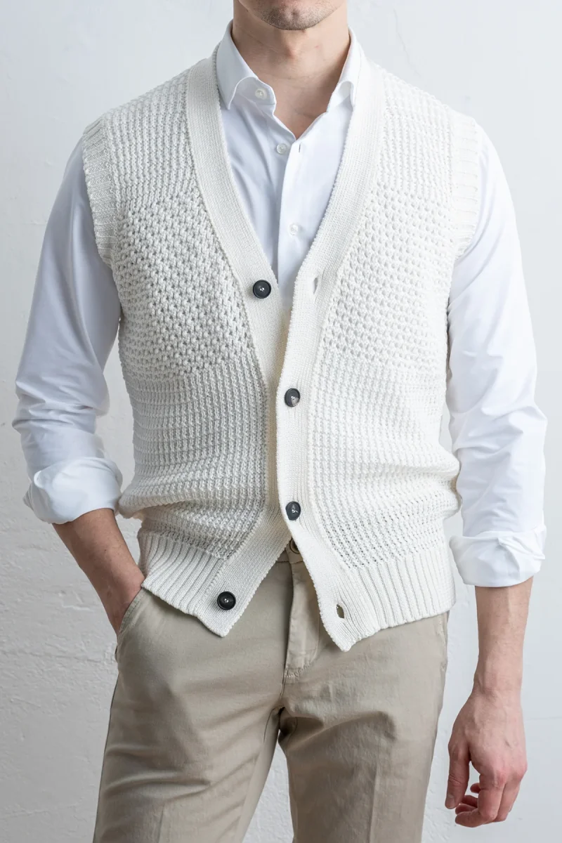Gerald Cotton Waistcoat Offwhite - Bild 2