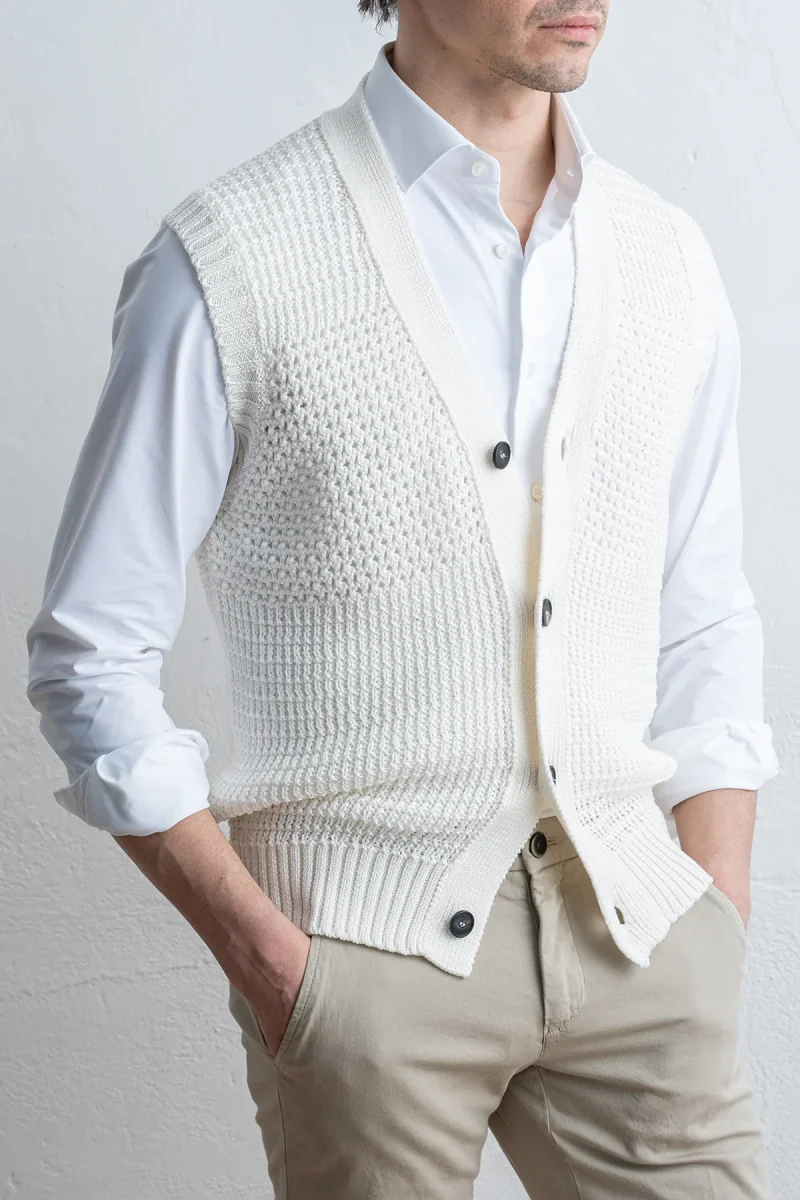 Gerald Cotton Waistcoat Offwhite - Bild 3