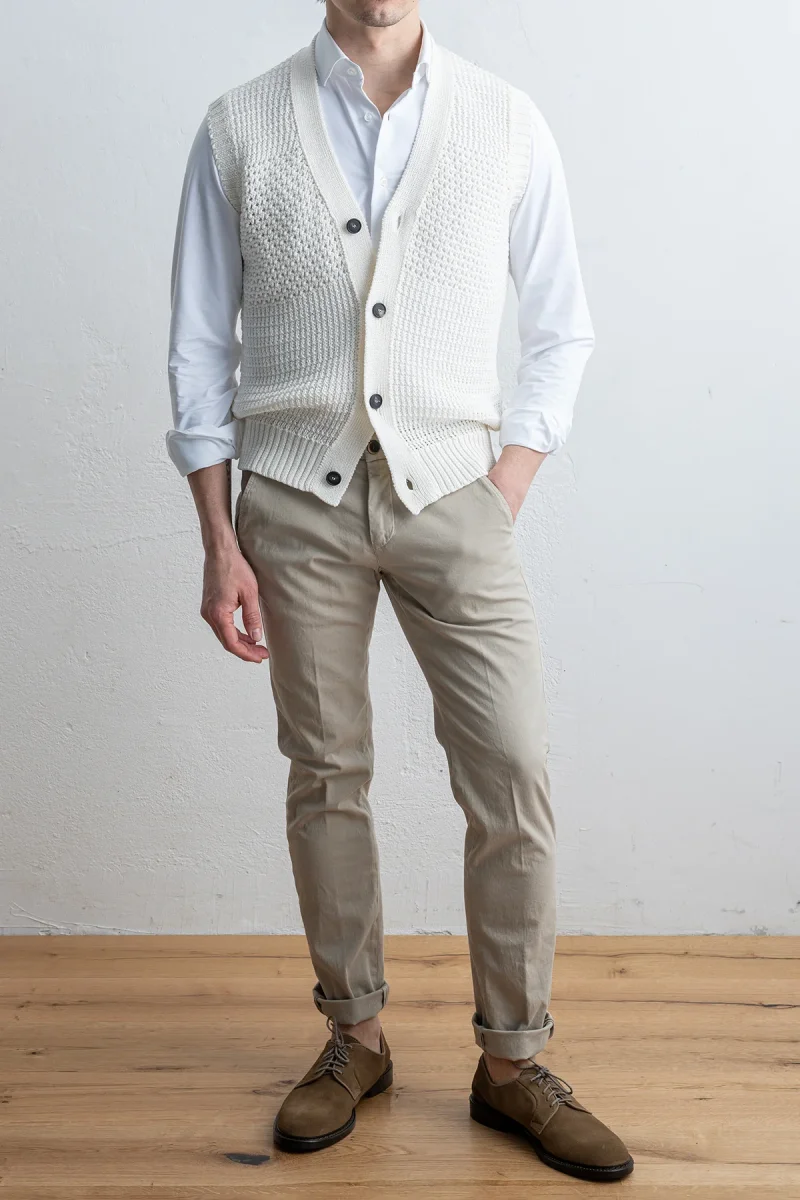 Gerald Cotton Waistcoat Offwhite - Bild 4