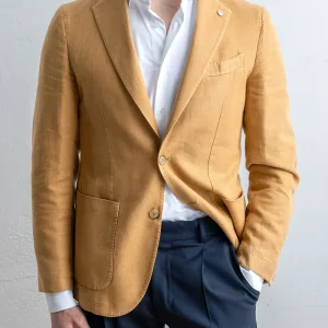 Linen Cotton Blazer Mustard