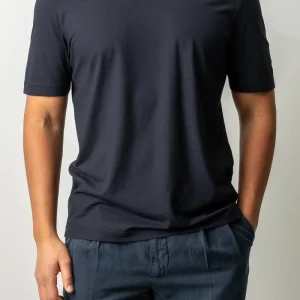 Luxury Creped Cotton T-shirt Navy