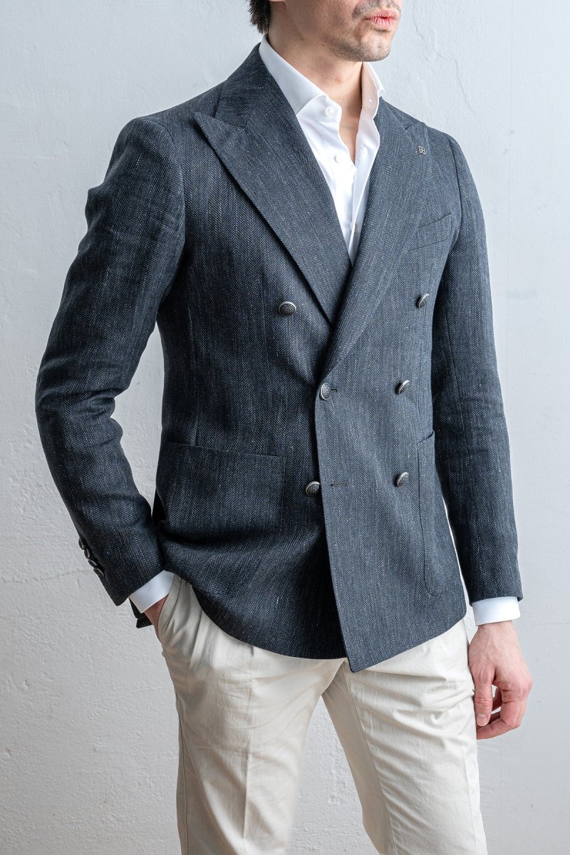 Montecarlo Db Linen Wool Blazer Black - Bild 3