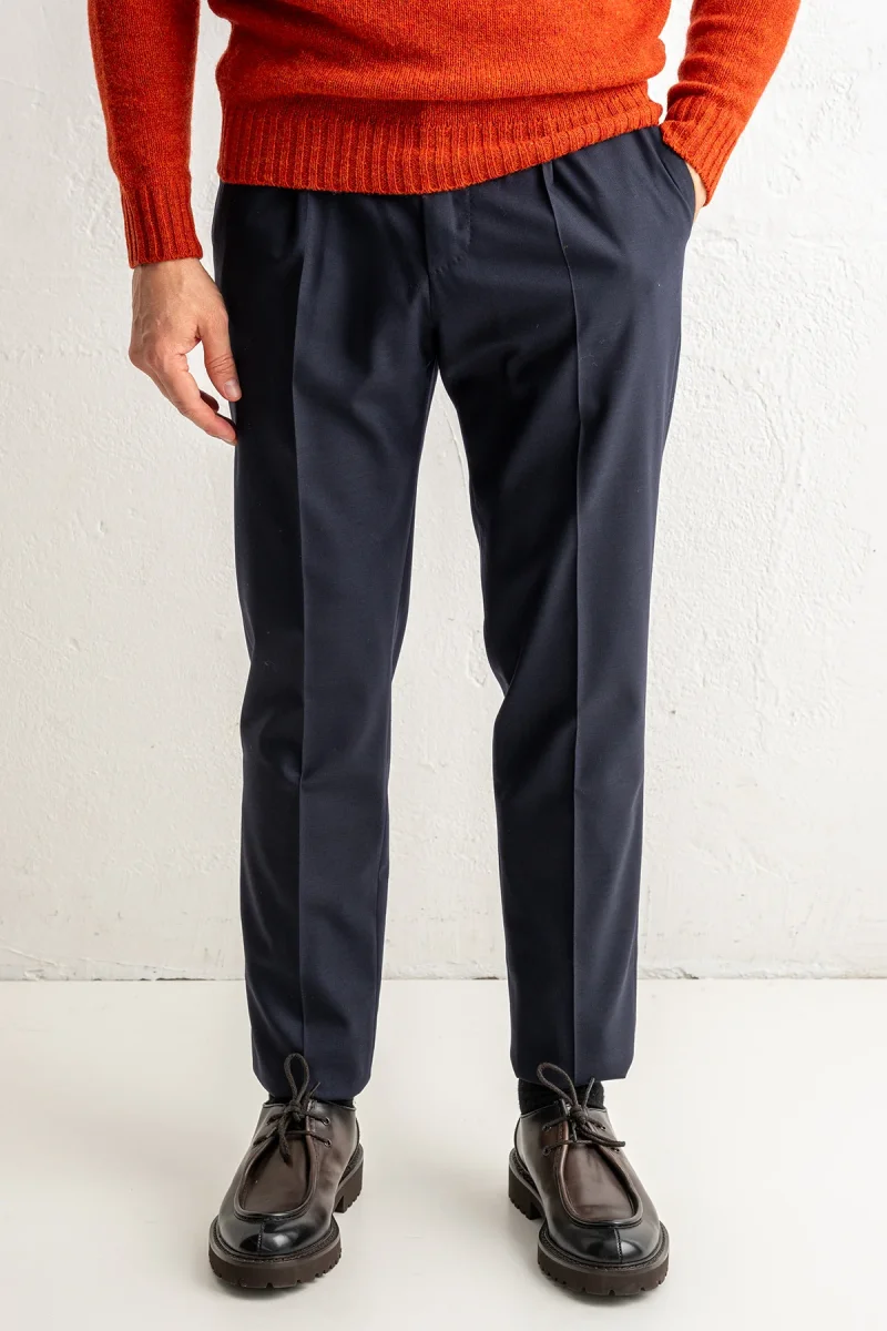 Gentlemen One Pleat Wool Trouser Navy - Bild 2