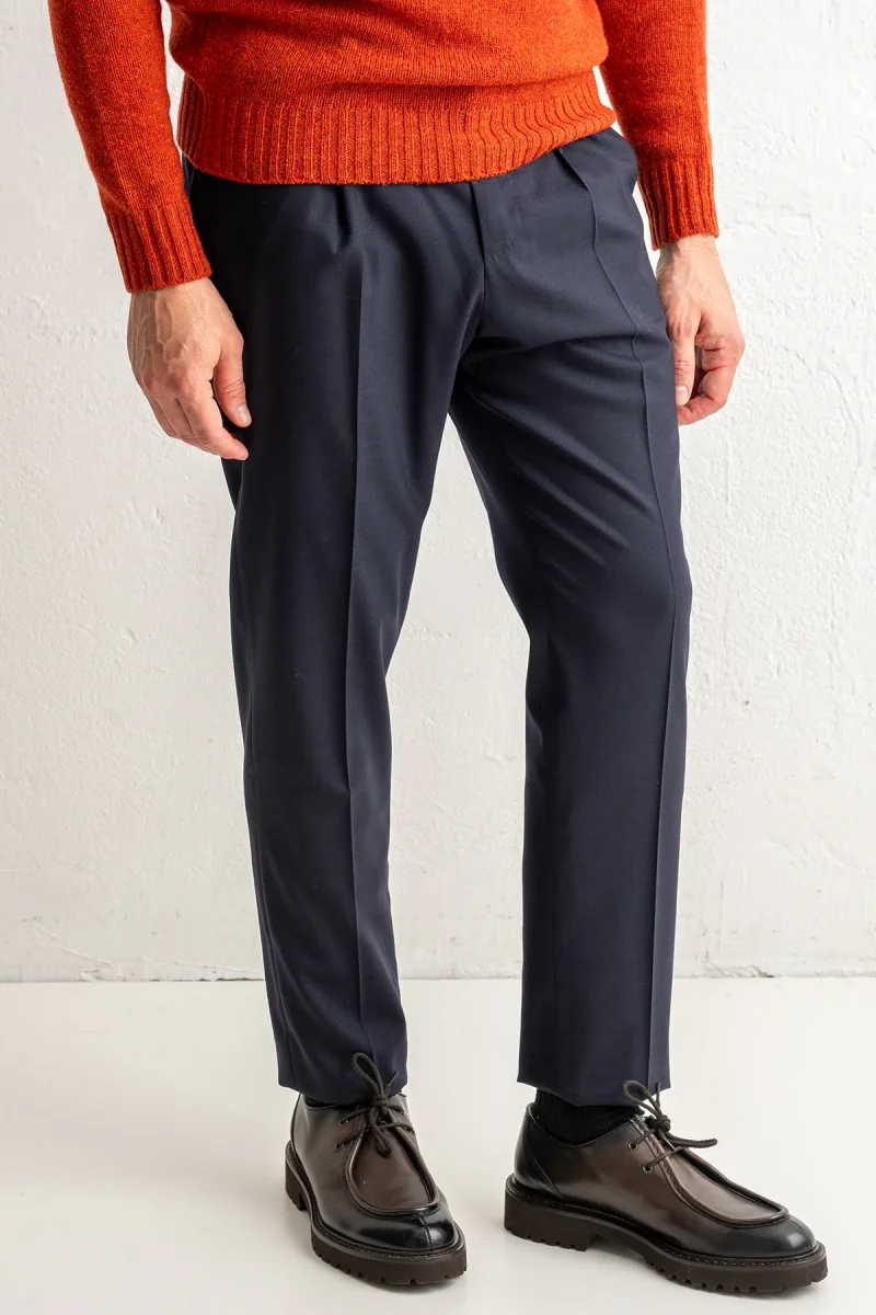 Gentlemen One Pleat Wool Trouser Navy - Bild 6