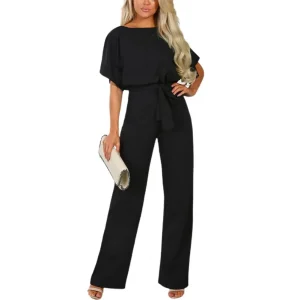 Elegant damjumpsuit med vida ben och bälte