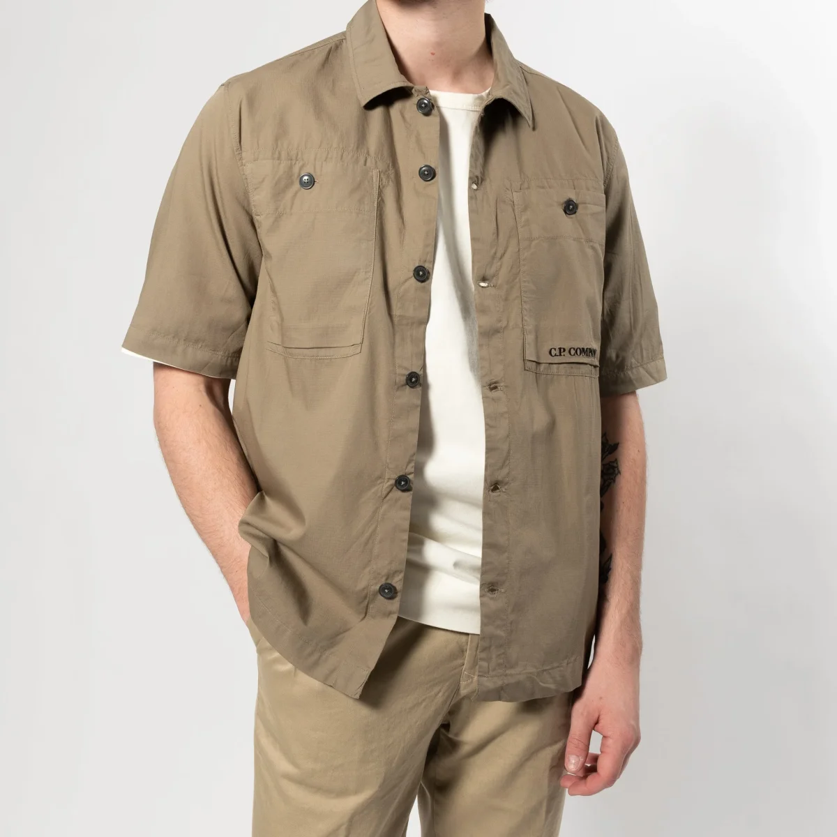 SHORT SLEEVE RIPSTOP SHIRT Beige