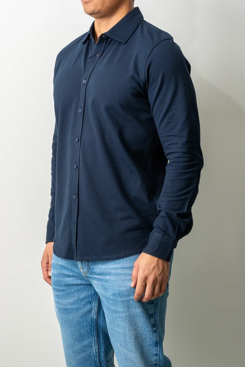 Soft Jersey Pique Shirt Navy - Bild 4