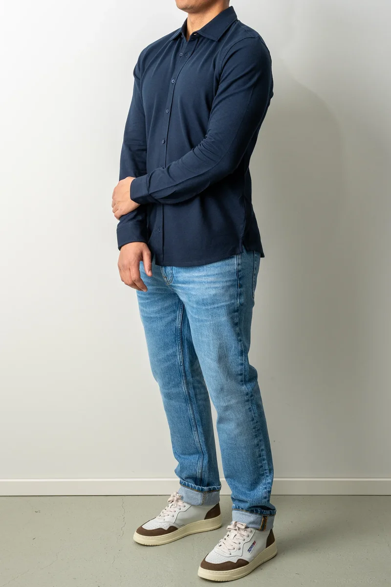 Soft Jersey Pique Shirt Navy - Bild 5