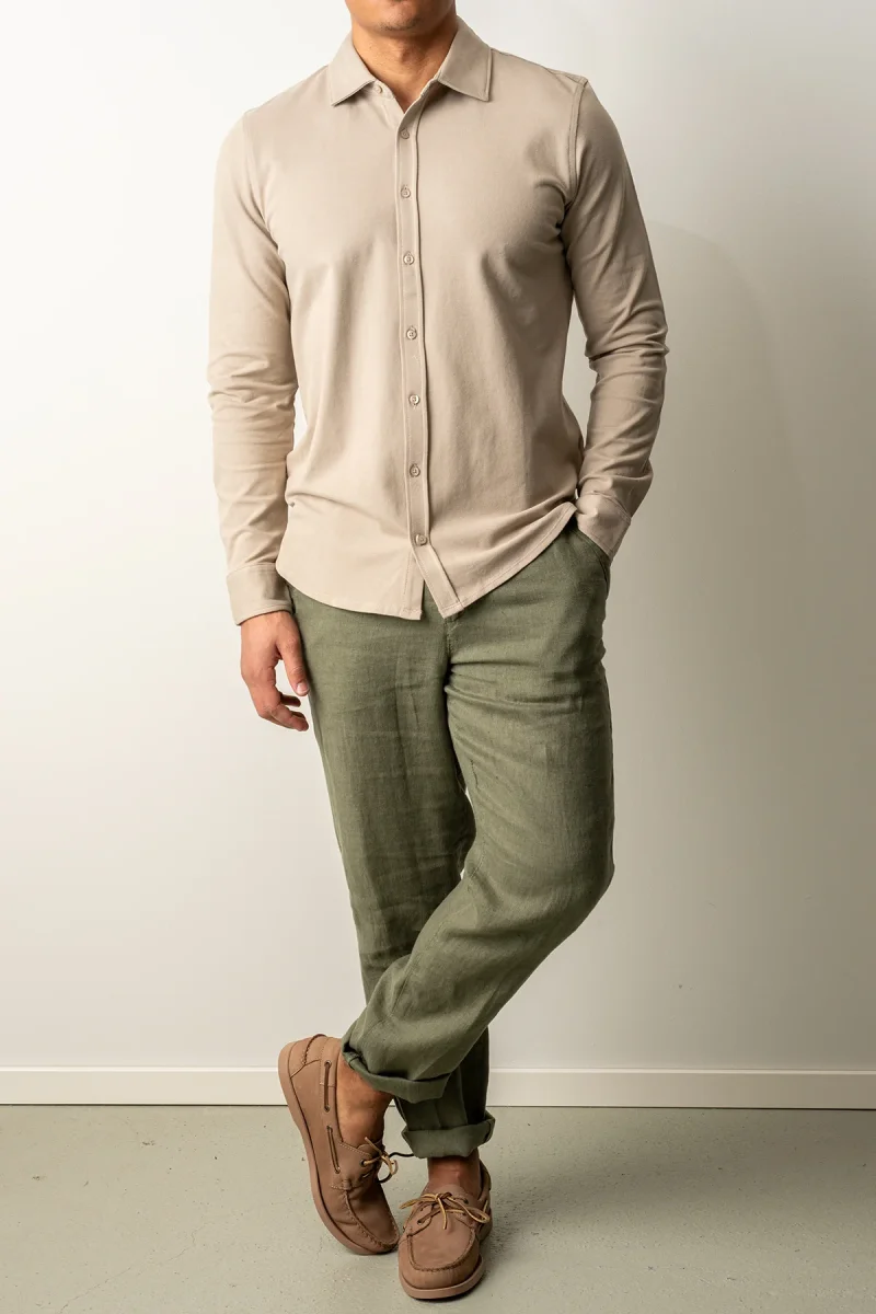 Soft Jersey Pique Shirt SAND - Bild 5