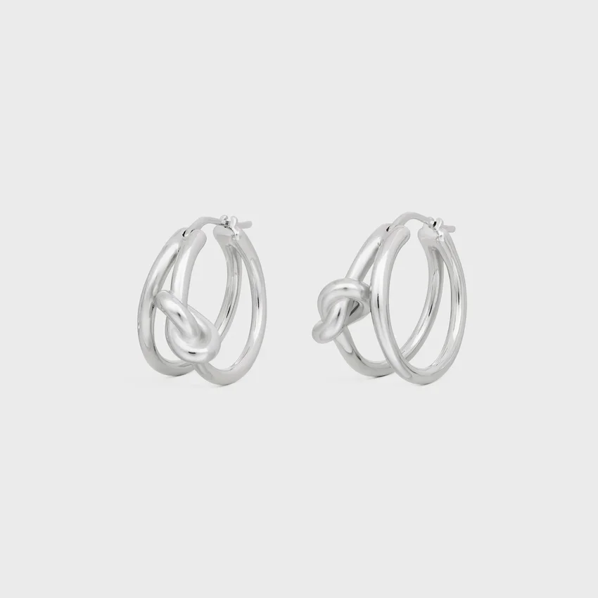 Knot Double Hoops i mässing med rodiumfinish - Bild 3