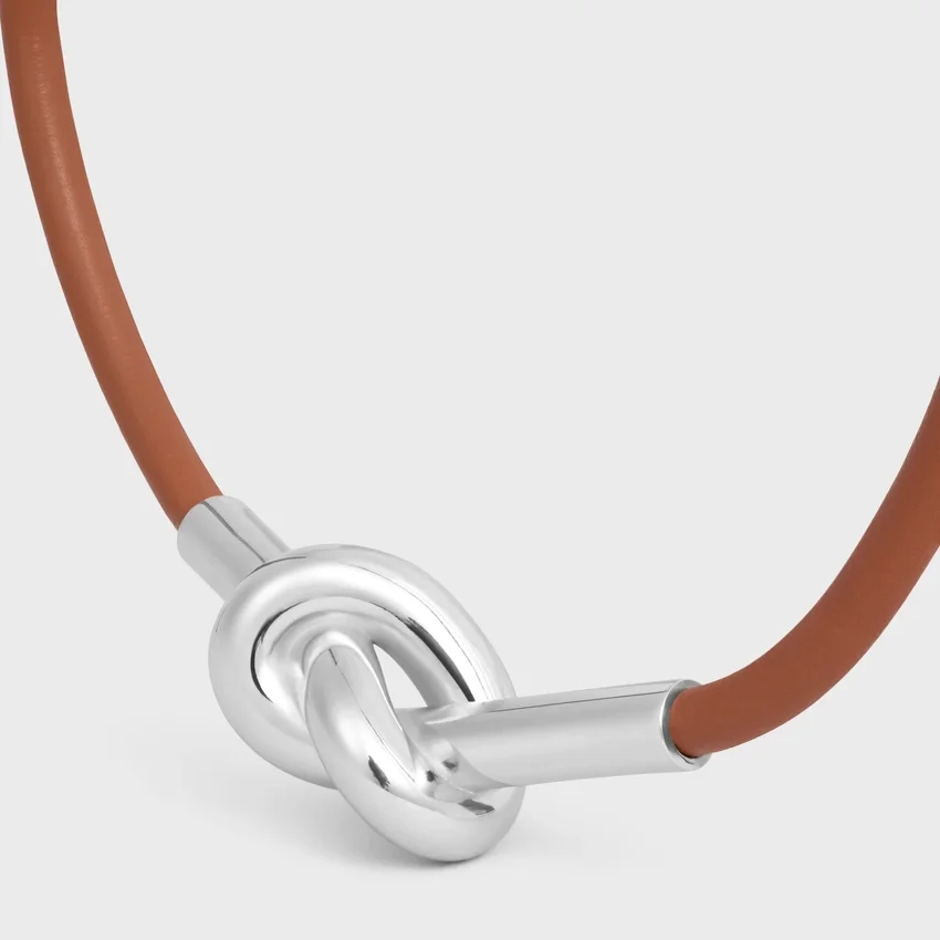 Knutarmband i kalvskinn och mässing med rodiumfinish - Bild 3