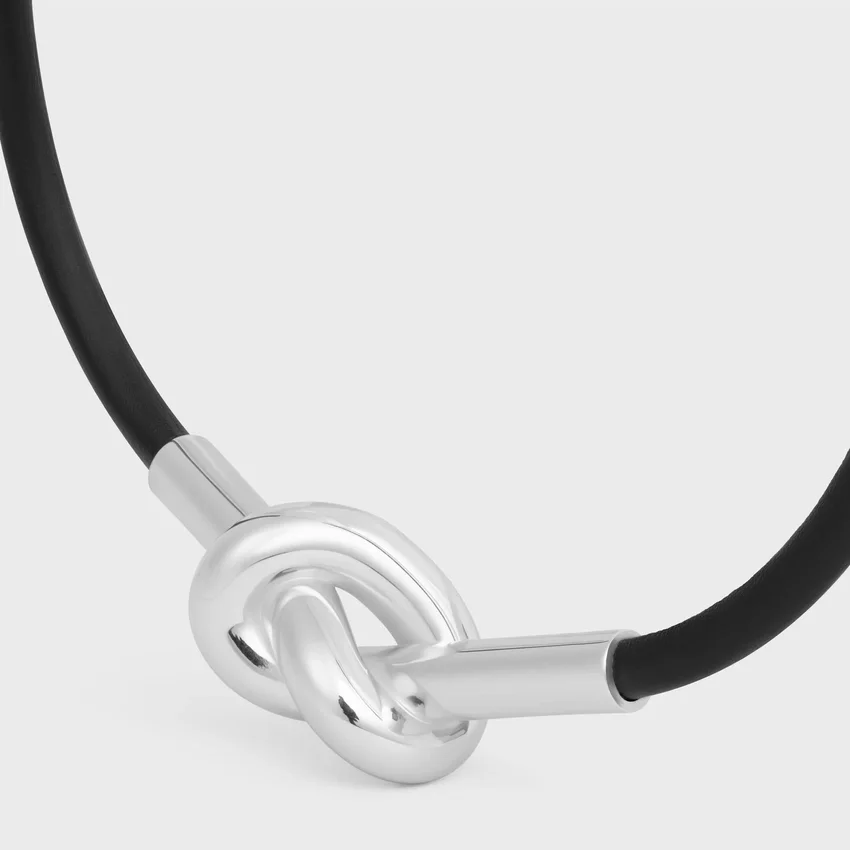 Knutarmband i kalvskinn och mässing med rodiumfinish - Bild 3