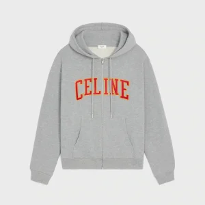 Löst sittande hoodie med dragkedja i bomullsfleece