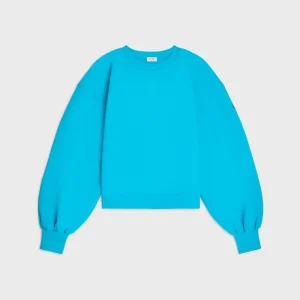 Oversized tröja med rund hals i bomullsfleece