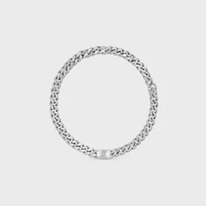 Triomphe Gourmette-halsband i mässing med rodiumfinish
